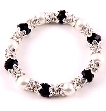Armband ChiQ, pearly & Black crystal