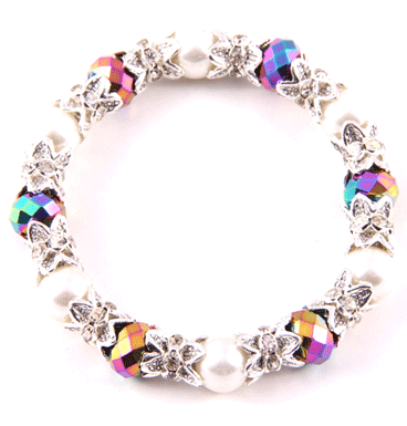 Armband ChiQ, pearly & Rainbow crystal