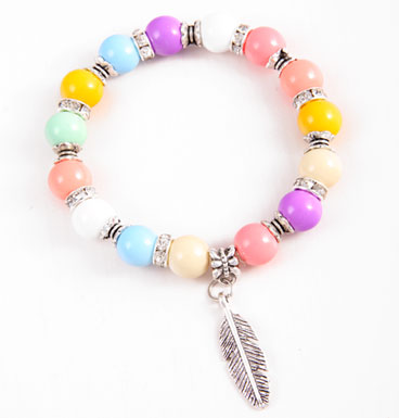 armband Soft colors and feather