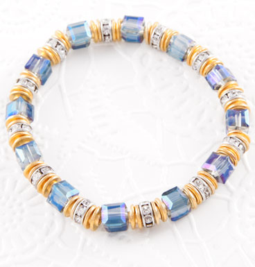 Armband Blue square and gold