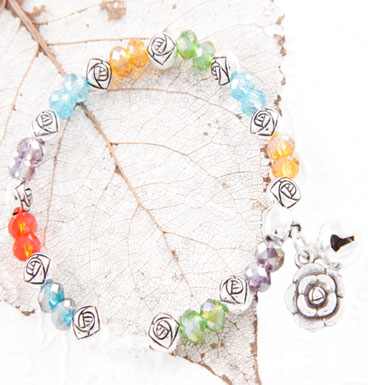 Armband Colorfull roses and bell