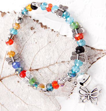 Armband Colorfull butterflies and bell