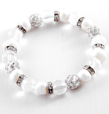Armband Shamballa, sweet water pearls and crystals