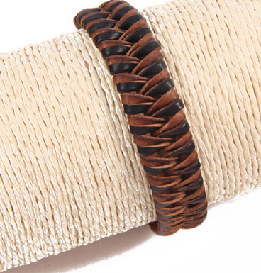 Leren armband two colors double braid