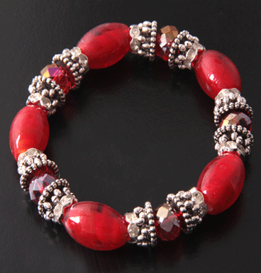 Armband Red glass and chique II