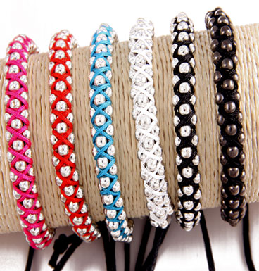 bracelet metal beads on rope