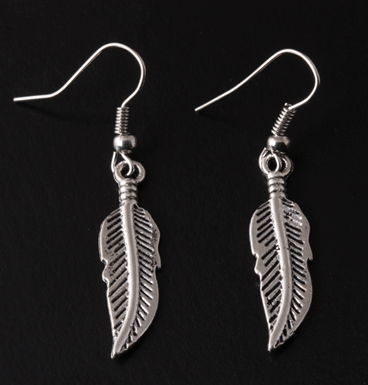Earrings silver feather