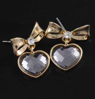 Earrings Shiny heart and bow