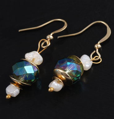 Earrings Rainbow crystal and fresh water pearl