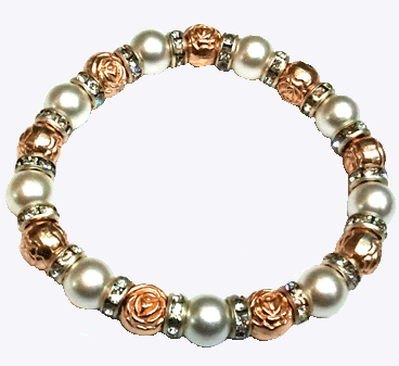 Bracelet pearly & roses Rose Gold