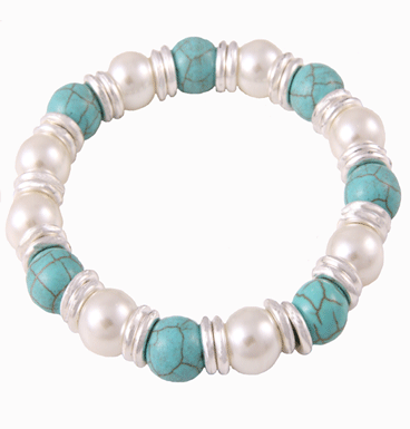 Armband bracelet turqoise & pearls 