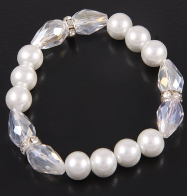 Bracelet Briolette cut crystal,  pearls and strass