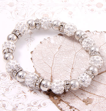 Bracelet Silver Beads and Shamballa Shine