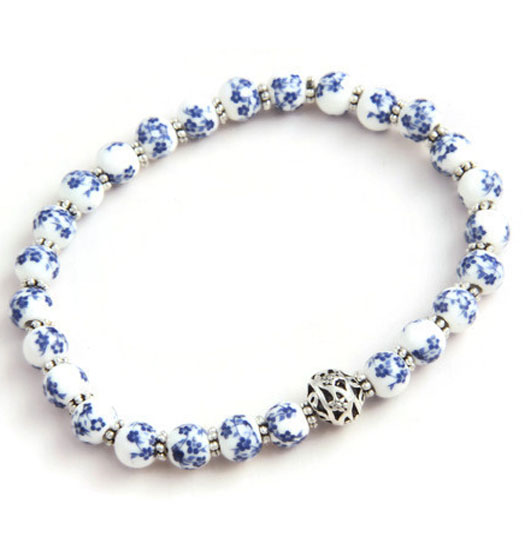 Blue and silver bead