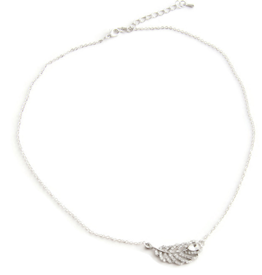 Ketting small feather with stones