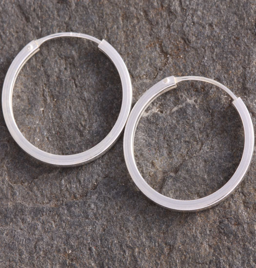 Silver Round Square Tube Earrings