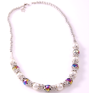Collier pearly & rainbow crystal