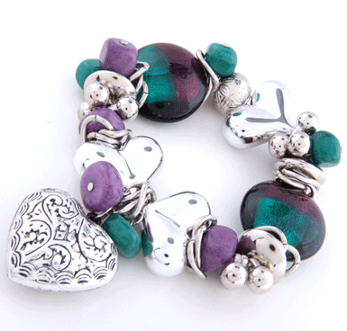 Chunky bracelet purple & green