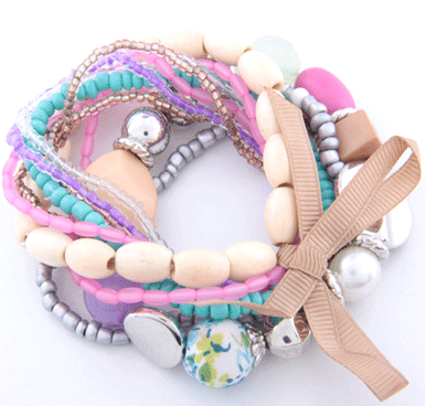 Multi bracelet bow natural