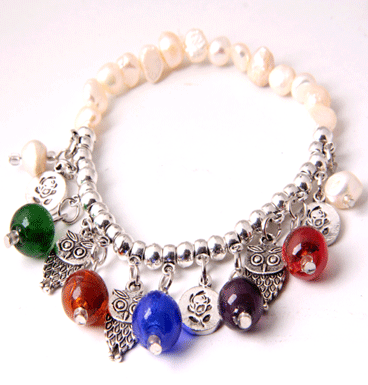 Armband Freshwater pearls & glass